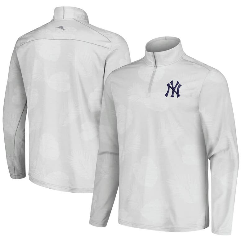 Shop Tommy Bahama Gray New York Yankees Delray Frond Islandzone Half-zip Jacket