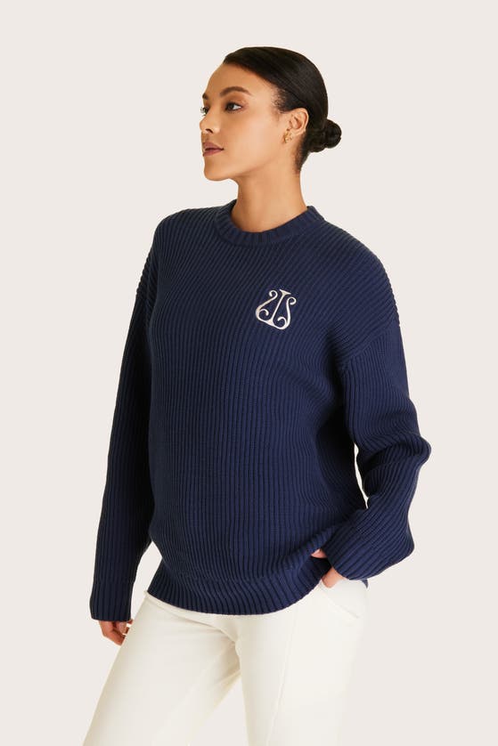 Shop Alala Crest Sweater In Navy