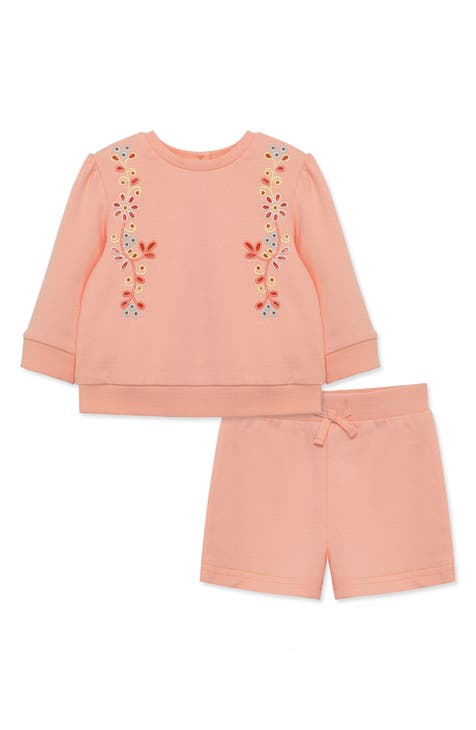 Eyelet Embroidered Sweatshirt & Shorts Set (Baby)