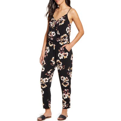 1.state Mirage Floral Keyhole Detail Wide Leg Jumpsuit, Green