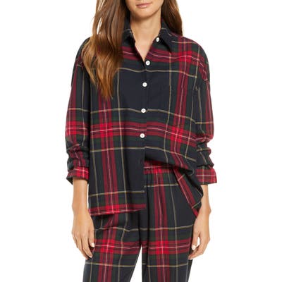 Maison Du Soir Hendricks Plaid Pajama Shirt, Black