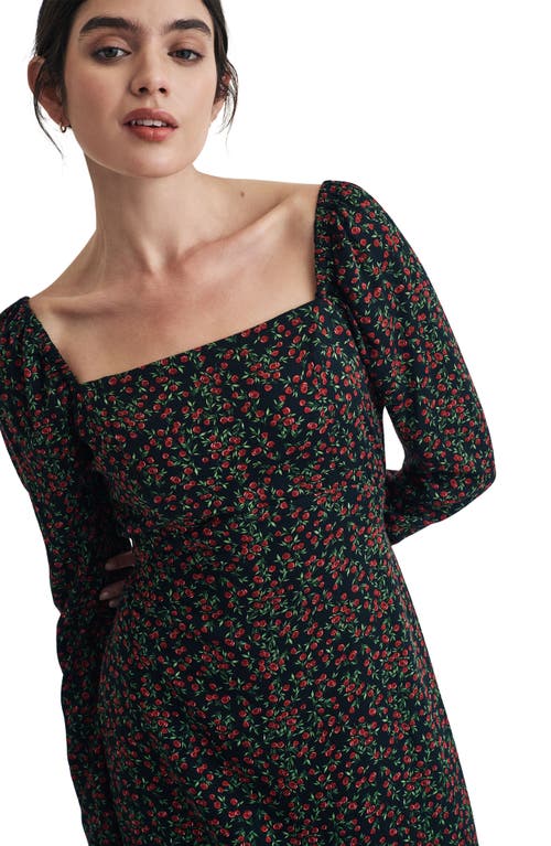 NOBODY'S CHILD NOBODY'S CHILD ABBY CHERRY PRINT LONG SLEEVE MIDI DRESS