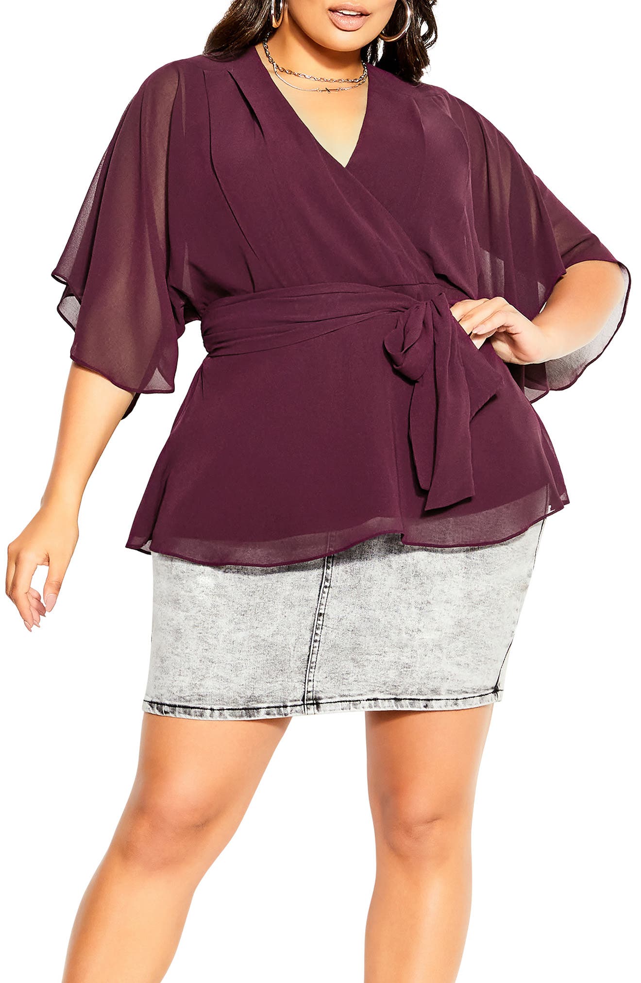 red wrap top plus size