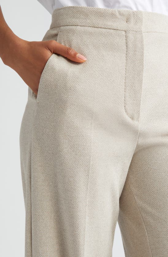 Shop Max Mara Giallo Woven Cotton Trousers In Beige