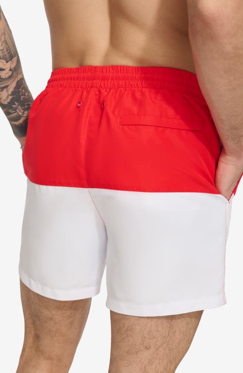 Dkny Colorblock Swim Trunks In Red