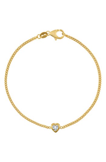 Fzn Heart Charm Bracelet In White Sapphire