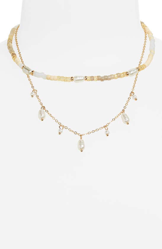 Shop Melrose And Market Faux Pearl Layered Necklace In Neutral Multi- Gold