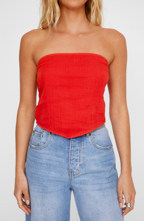 Shop Nasty Gal Casual Triangle Hem Tie Back Strapless Top In Red