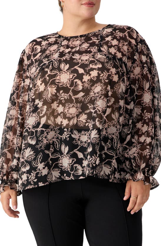 Shop Sanctuary Moment Print Ruffle Top In Midnight I
