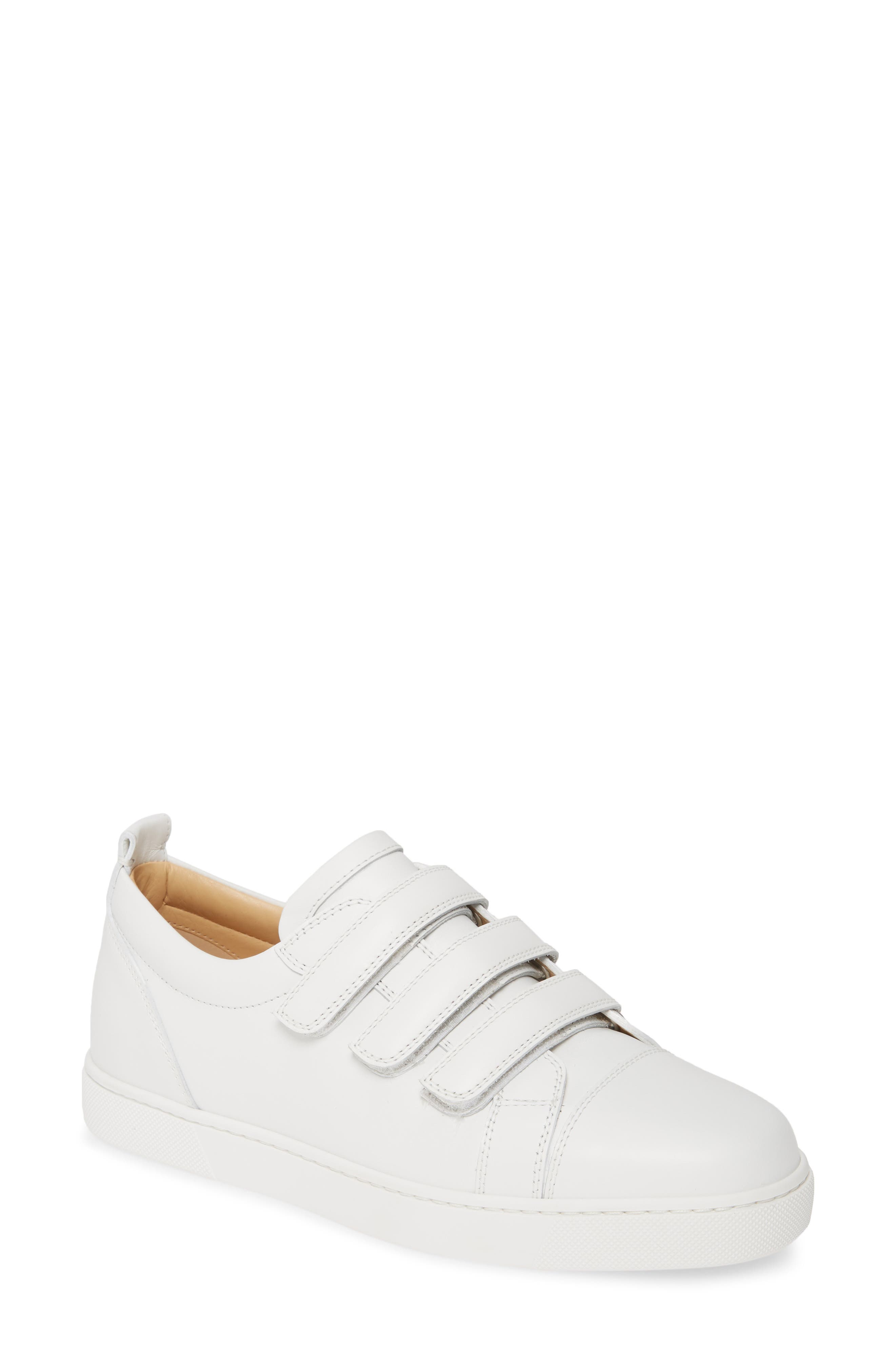 Christian Louboutin Kiddo Donna Three Strap Leather Sneakers, White