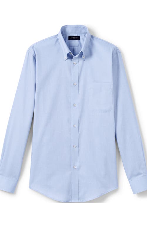 Shop Lands' End School Uniform  Long Sleeve No Iron Pinpoint Dress Shirt In Blue