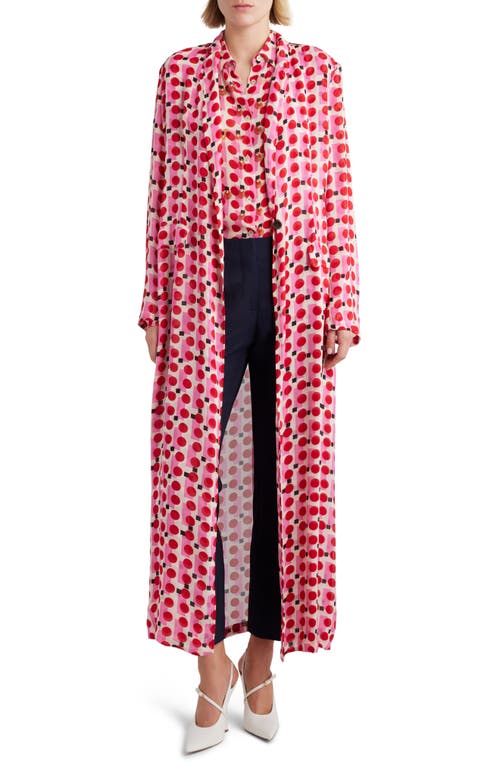 Dries Van Noten Retro Dot Print Duster In Red