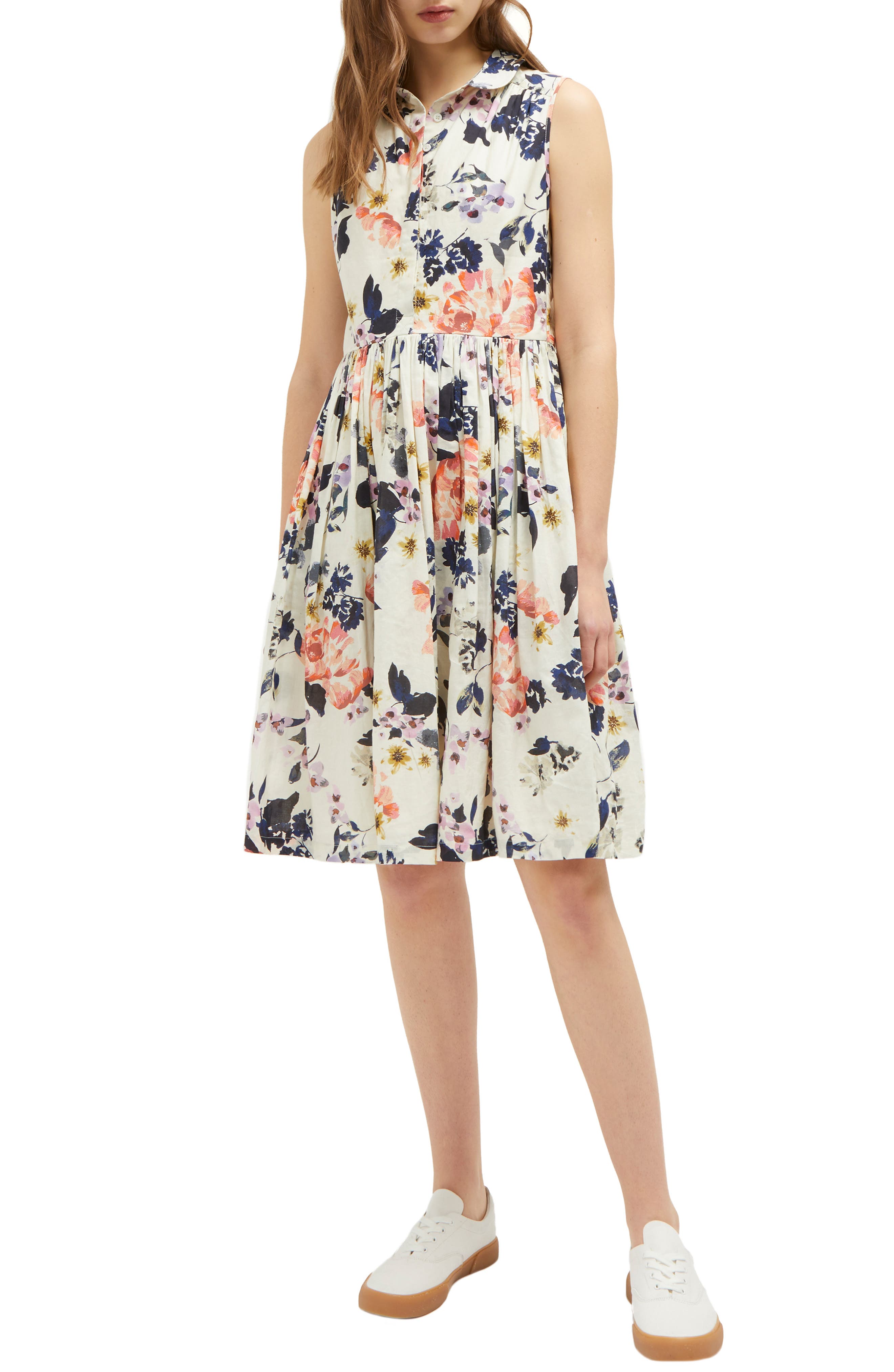 French Connection Acaena Cotton Voile Fit & Flare Dress, Ivory
