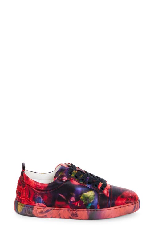 Shop Christian Louboutin Fun Louise Junior Silk Low Top Sneaker In Red Multi