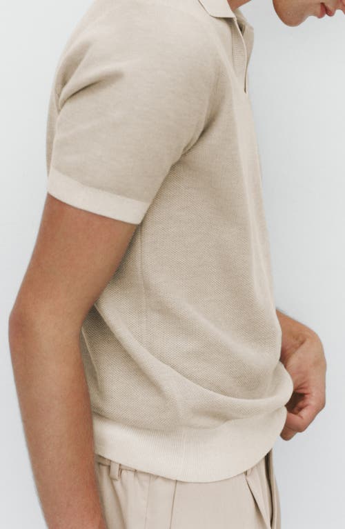 Shop Mango Structured Contrast Polo Shirt In Light/pastel Grey