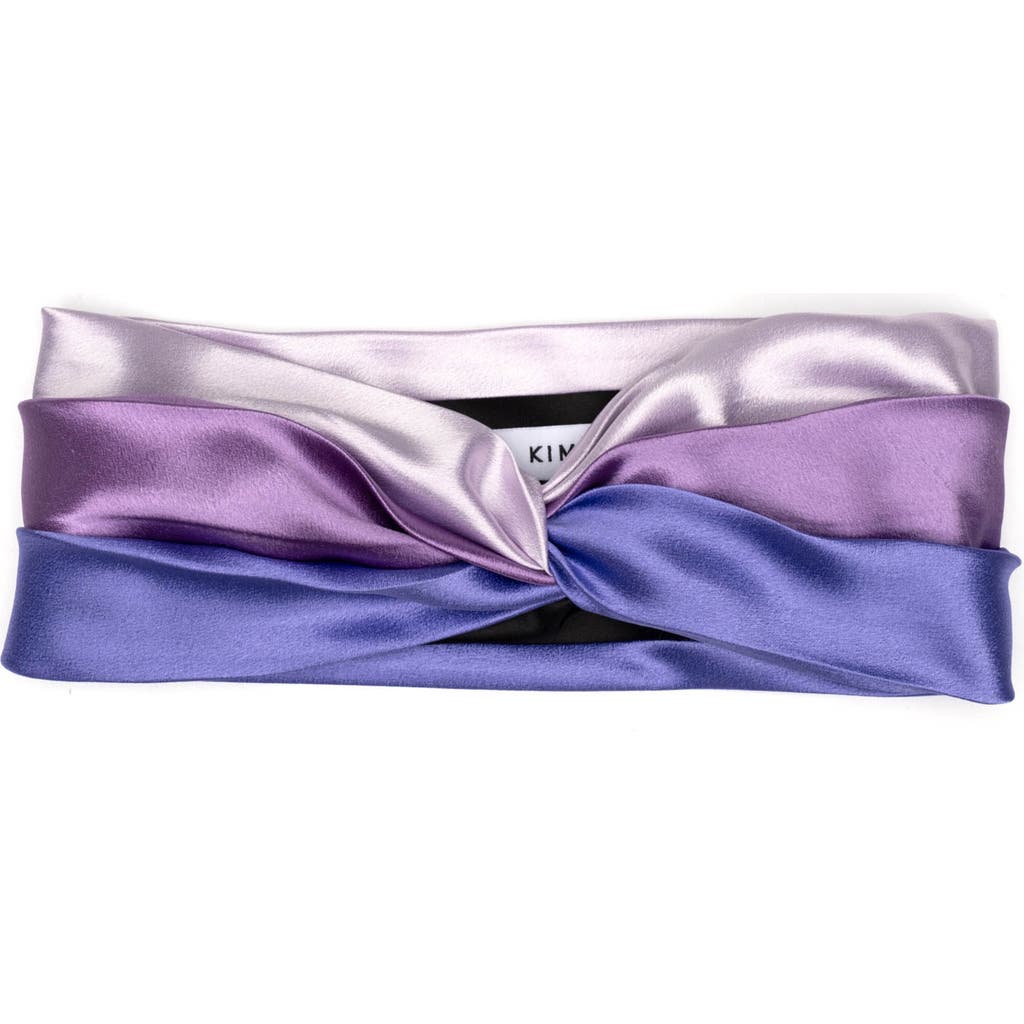 Shop Eugenia Kim Hedy Colorblock Satin Head Wrap In Lavender/grape/periwinkle