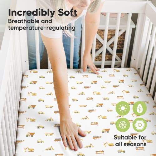 Keababies Isla Fitted Mini Crib Sheets In Construction