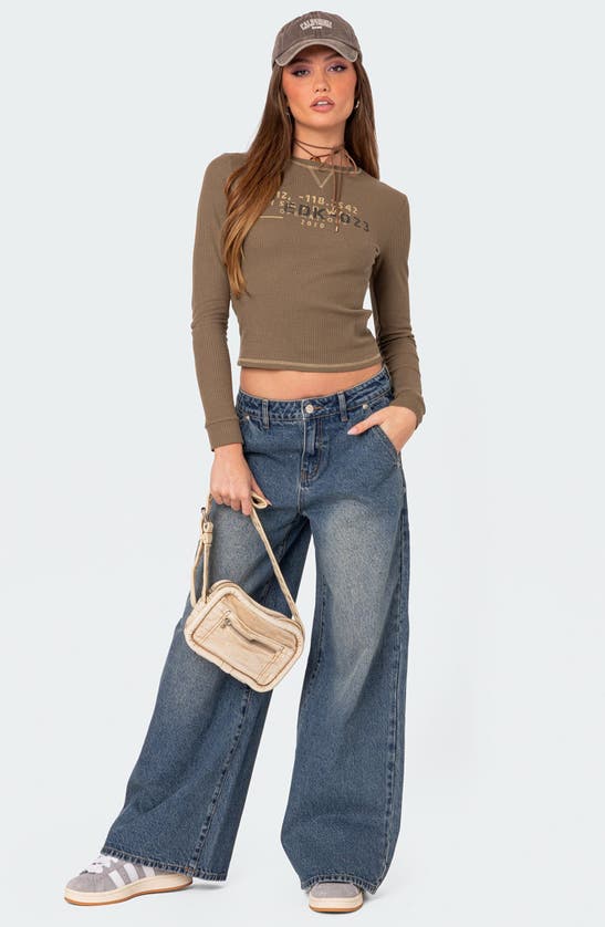 Shop Edikted Baggy Wide Leg Jeans In Blue