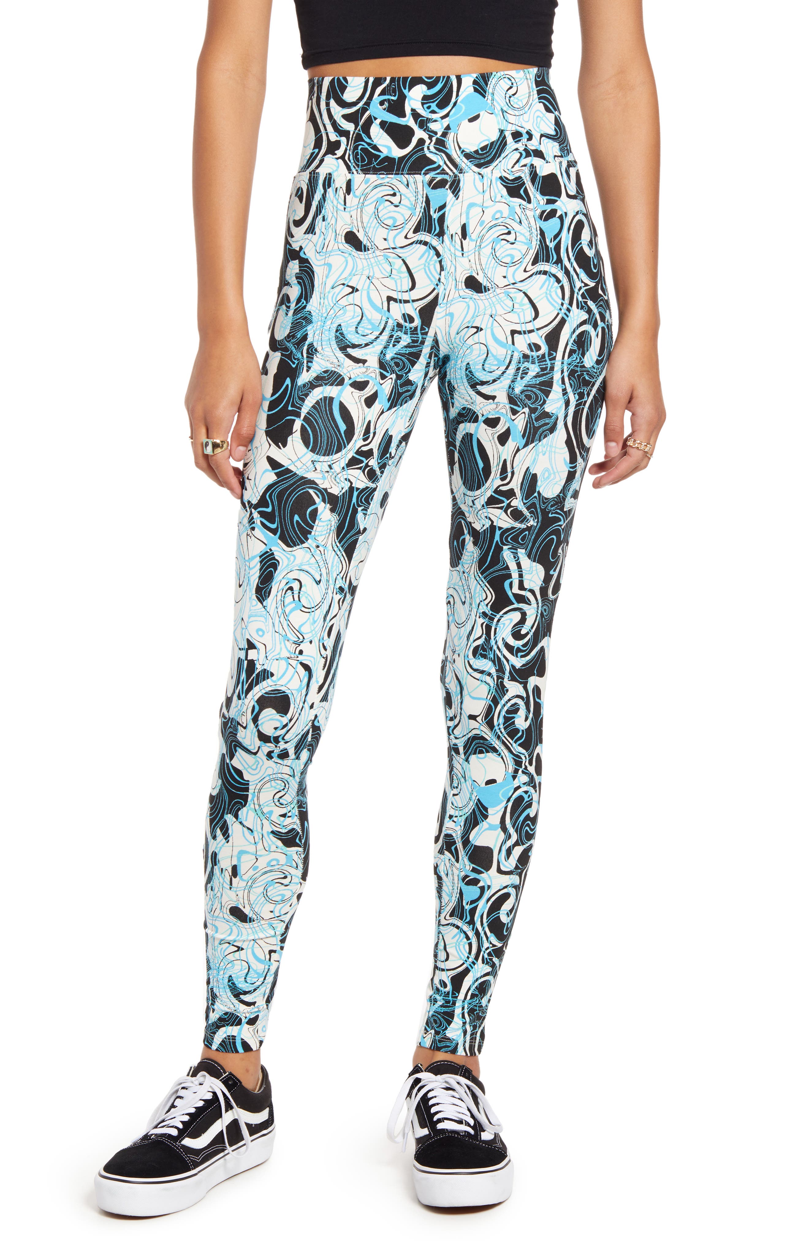 Bp. High Rise Leggings In Black- Blue 