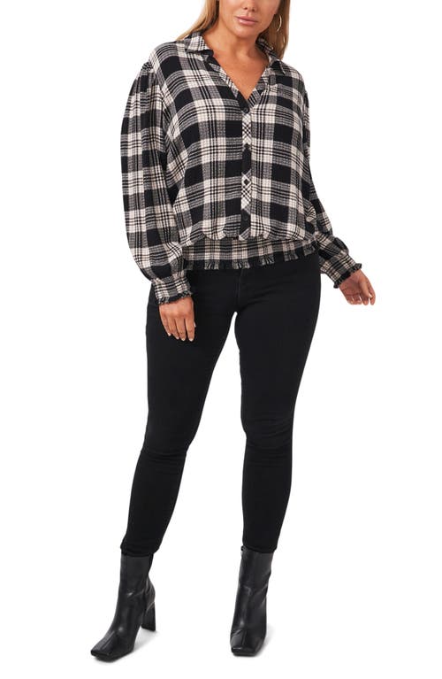 Shop 1.state Plaid Long Sleeve Button-up Shirt In Rich Black