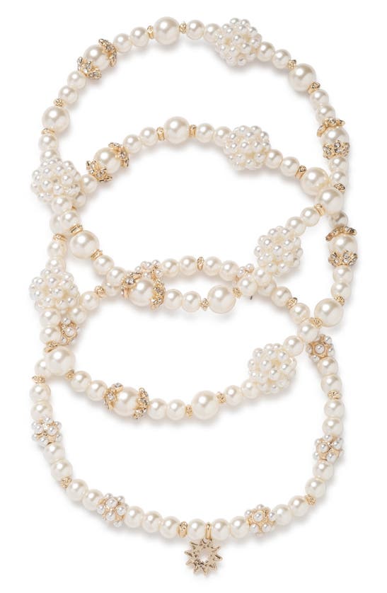 Marchesa Set Of 3 Imitation Pearl Bracelets In Gold