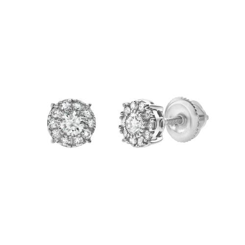 Shop Luvmyjewelry Blazers M 14k Gold Diamond Stud Earrings In 14k White Gold