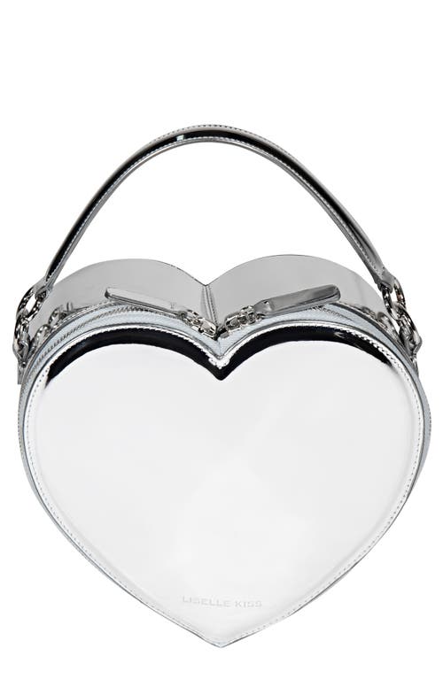 Harley Faux Leather Heart Crossbody Bag in Silver Mirror