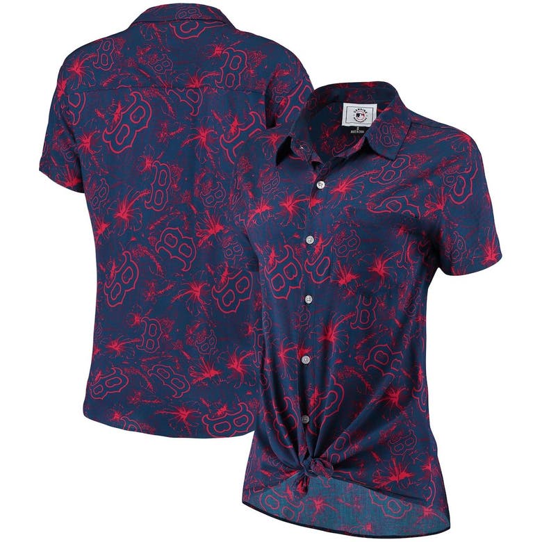 Foco Navy/red Boston Red Sox Tonal Print Button-up Shirt