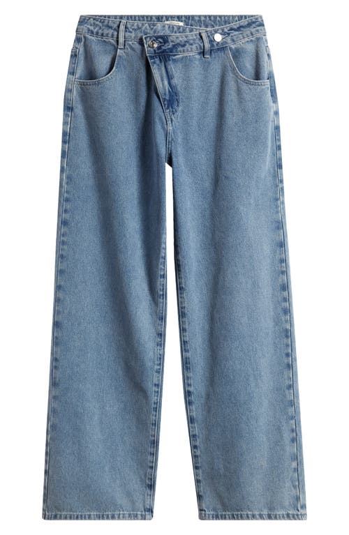 Mistress Rocks Crossover Waist Baggy Wide Leg Jeans In Blue