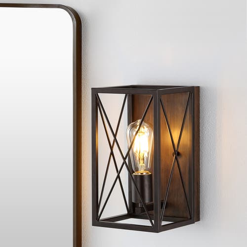 Jonathan Y Norris 1-light Farmhouse Rustic Iron Led Sconce In Oil Rubbed Bronze