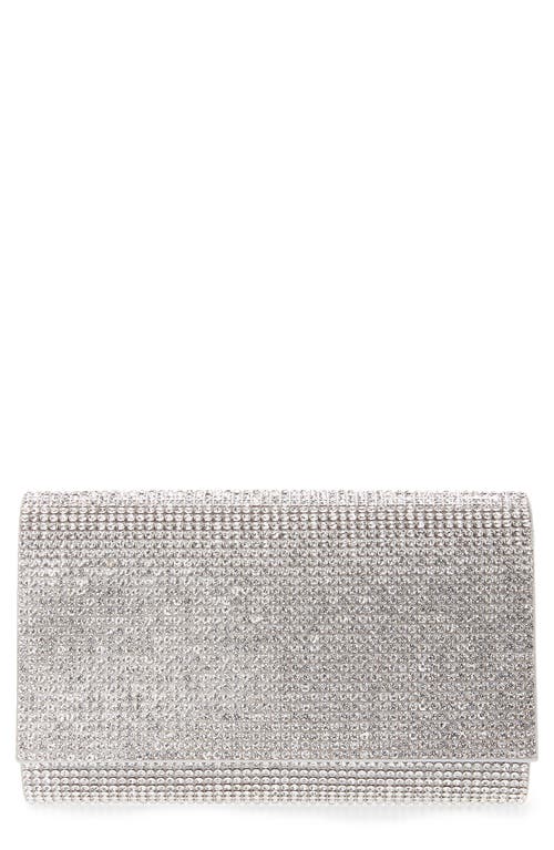 JUDITH LEIBER COUTURE Fizzy Beaded Clutch in Silver Rhinestone