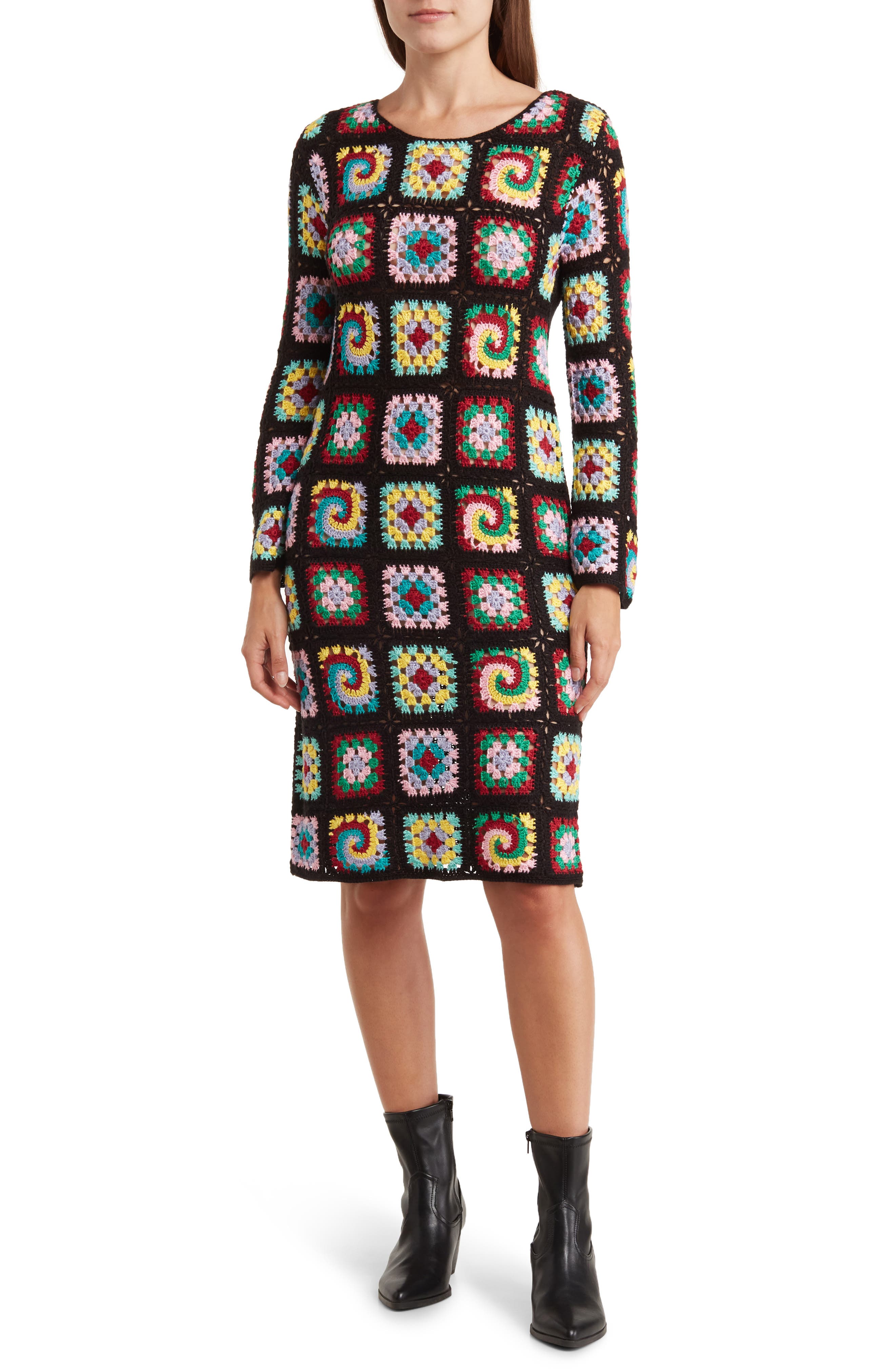 Cotton Emporium Crochet Square Long Sleeve Dress Nordstromrack