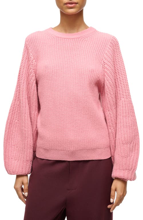 Shop Staud Aura Bishop Sleeve Wool Blend Sweater In Damask Pink