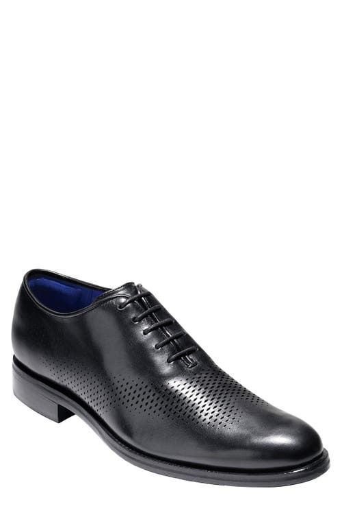 Cole Haan Men's Washington Grand Laser Wing-tip Oxfords Men's Shoes In Black/bristol Blue Leather