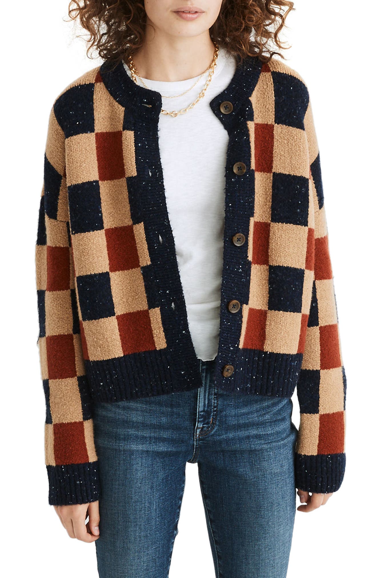 checkered cardigan