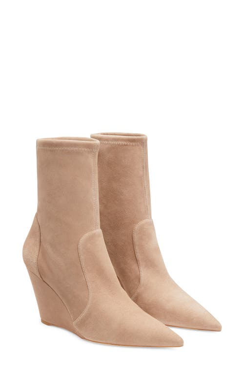 Stuart Weitzman Wedge 85 Pointed Toe Sock Bootie Cashmere at