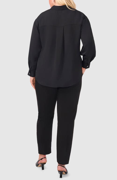 Shop Halogenr Halogen(r) Embellished Placket Button-up Shirt In Rich Black