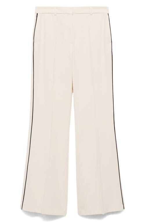 Shop Mango Side Stripe Knit Wide Leg Pants In Ecru