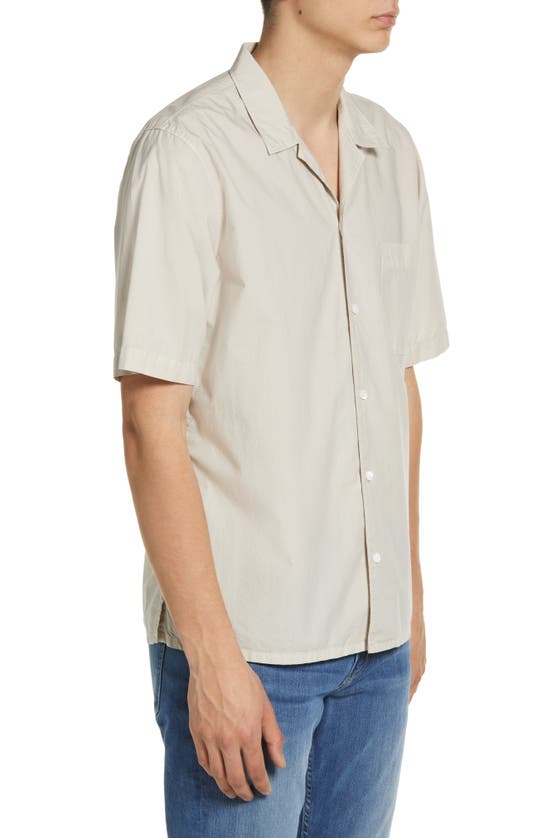 Shop Frame Cotton Short Sleeve Button-up Camp Shirt In Grey Green