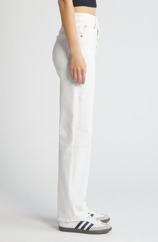 Shop Daze Sun Crossover Waist Straight Leg Jeans In Marshmallow