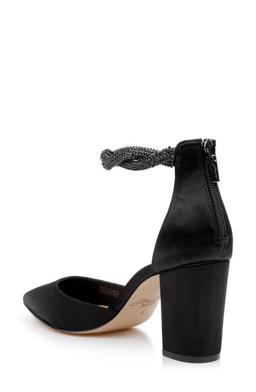 Jewel Badgley Mischka Jw5223 Womens Rhinestone Manmade Block Heels In Black Satin