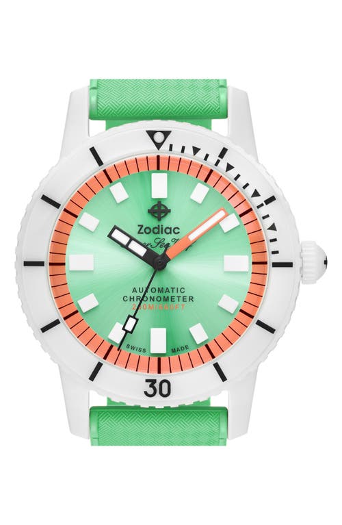 Shop Zodiac Super Sea Wolf Ceramic Rubber Strap Watch, 41mm In Green