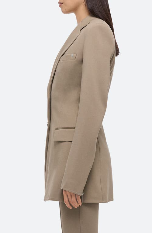 Shop Helmut Lang Roma Zip Sleeve Single Breasted Ponte Knit Blazer In Taupe