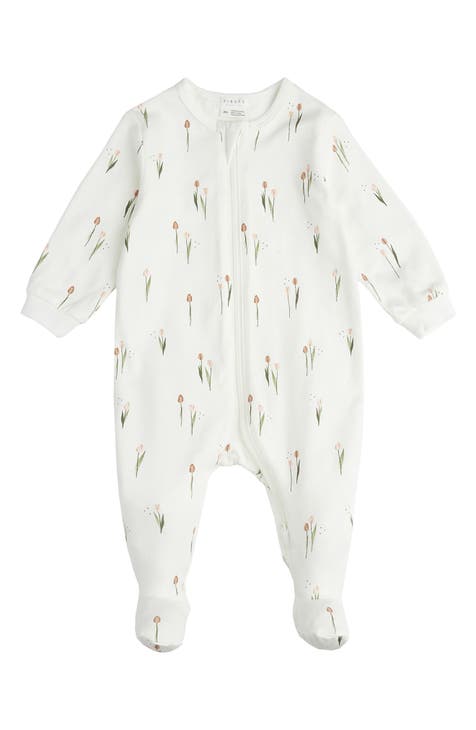 Tulip Print Organic Cotton Fitted One-Piece Pajamas (Baby)