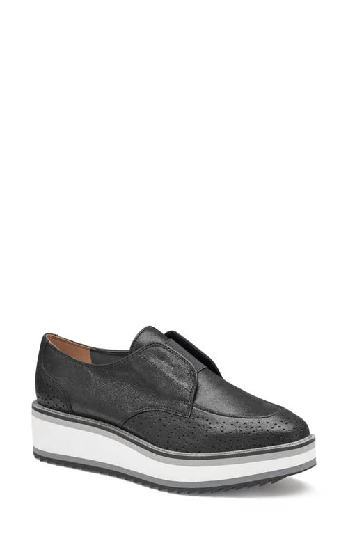 Shop Johnston & Murphy Gracie Side Zip Sneaker In Black Metallic Kid Suede