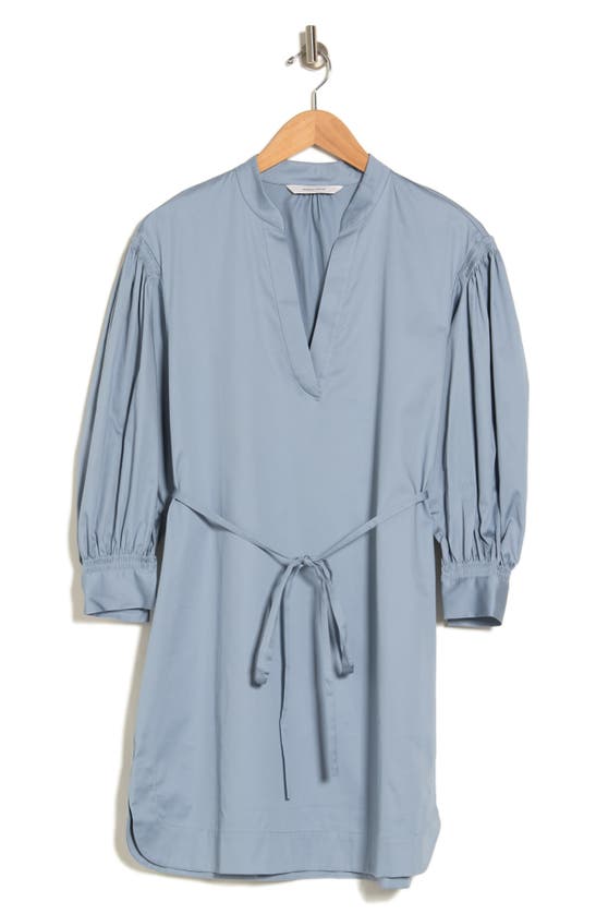 Shop Rebecca Taylor Blouson Sleeve Belted Shift Dress In Pearl Blue