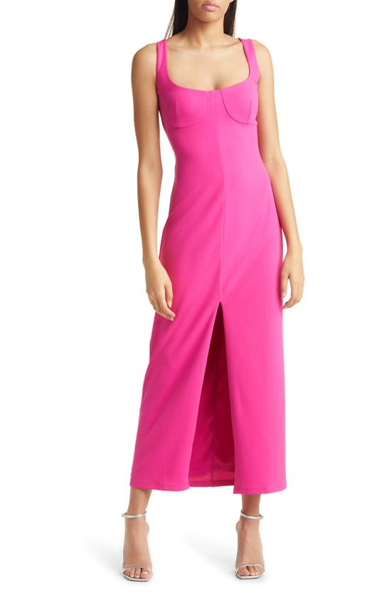 Wayf The Bravado Slit Front Maxi Dress In Fuchsia