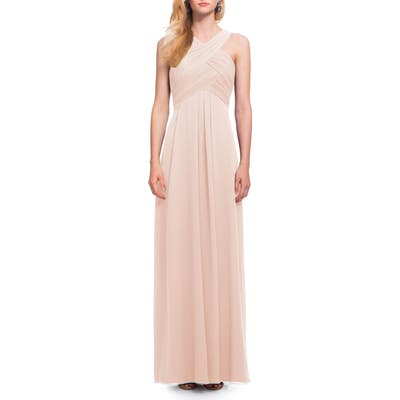 #levkoff Crisscross Bodice Chiffon Gown, Pink