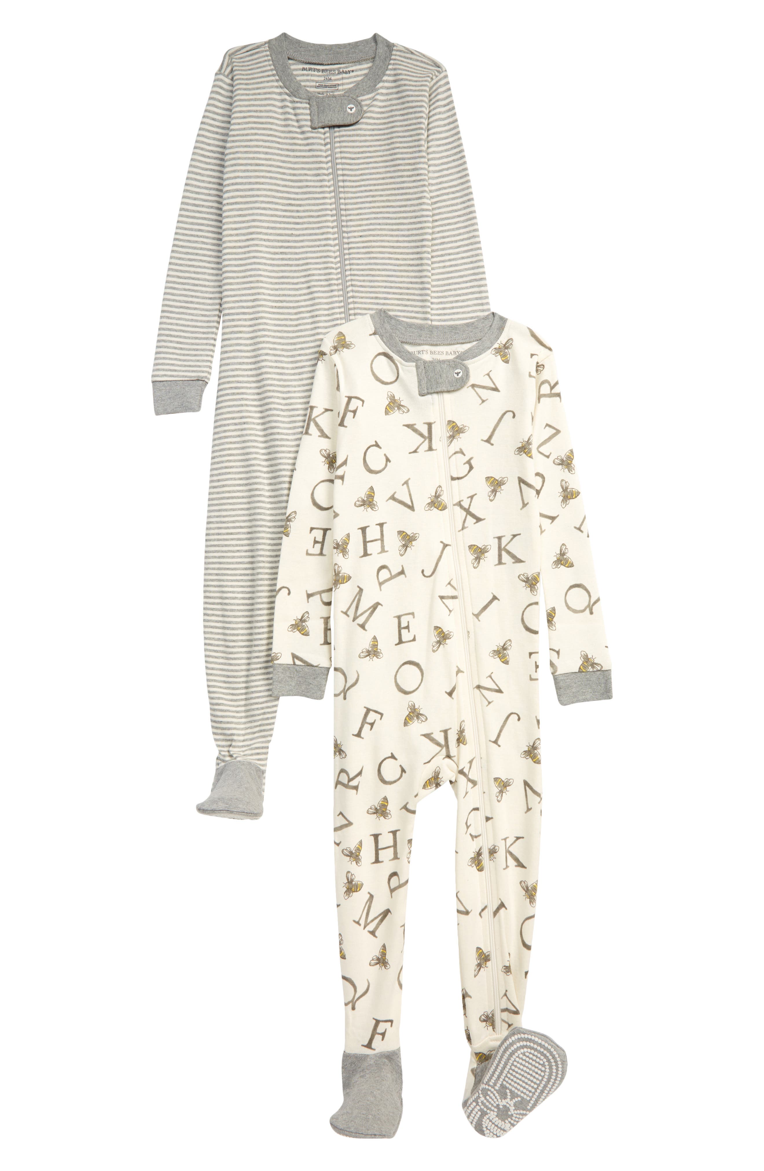 UPC 841908198242 product image for Burt's Bees Baby 2-Pack Organic Cotton Fitted One-Piece Pajamas in Eggshell at N | upcitemdb.com