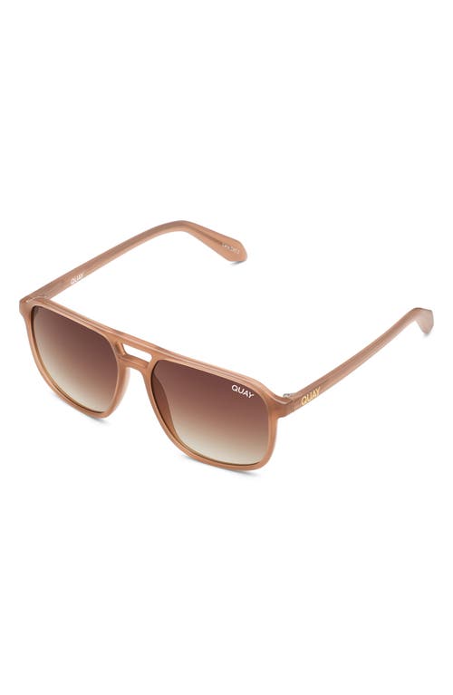 Quay Australia On The Fly 45mm Gradient Aviator Sunglasses In Oat/brown Gradient